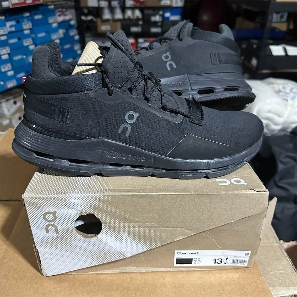 On Running Cloudnova 2 'Triple Black' CloudTec Athletic Sneakers | Mens 13 | EUC